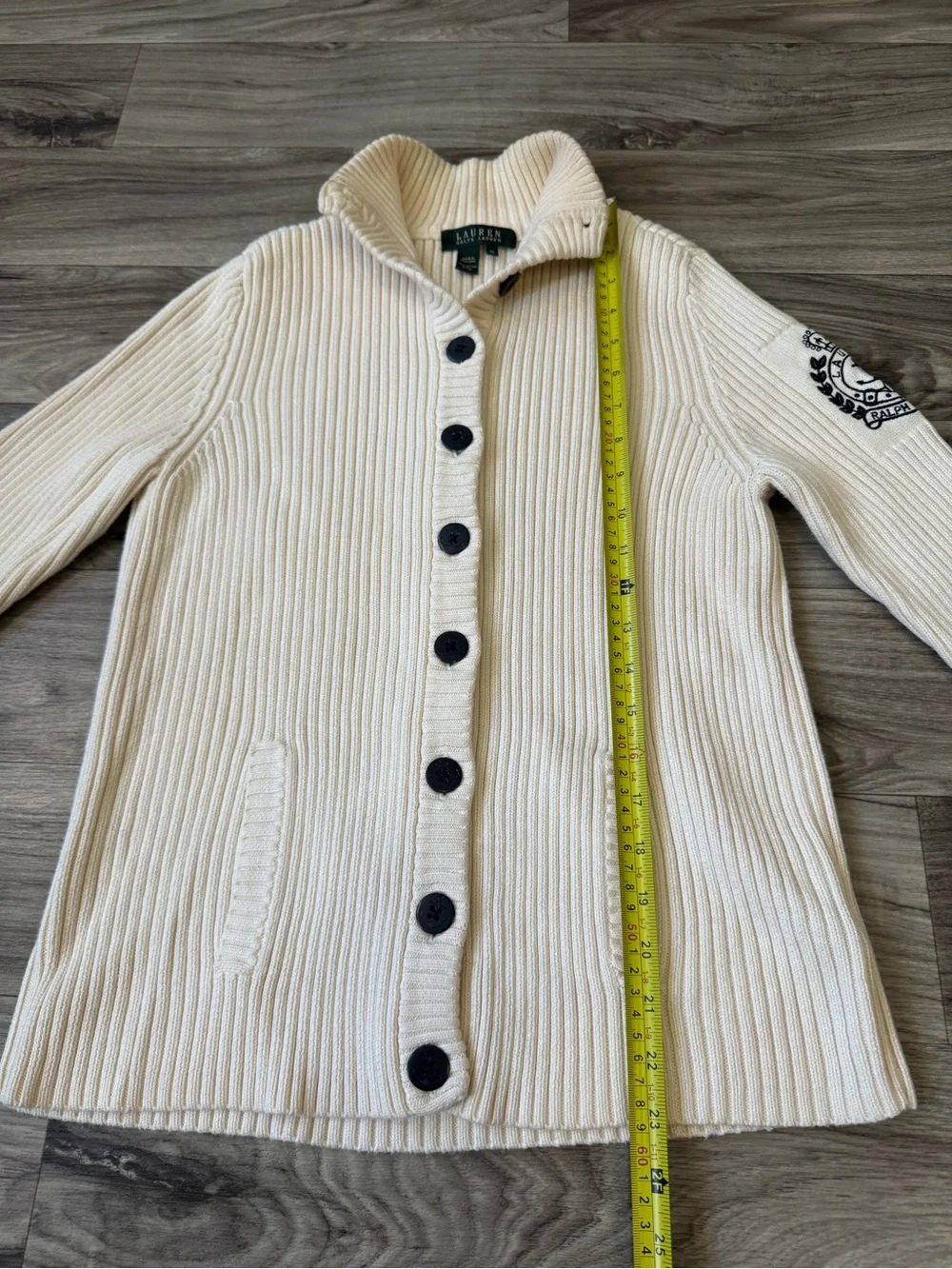 Vintage Lauren Ralph Lauren Ribbed Knit Cardigan Sweater Crest